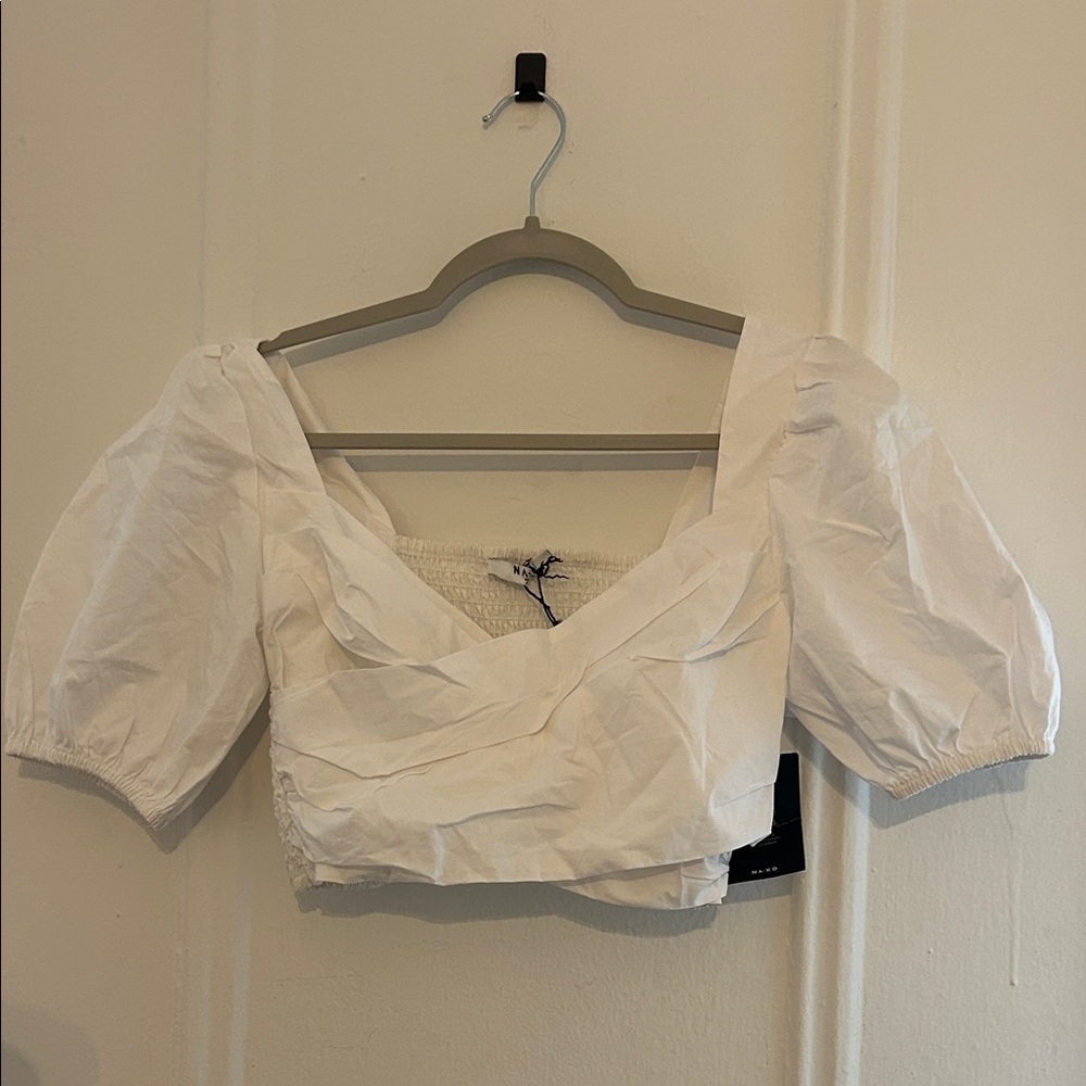 NA-KD cropped puff sleeve blouse
